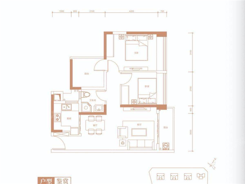 3室2厅1卫1厨80.00㎡